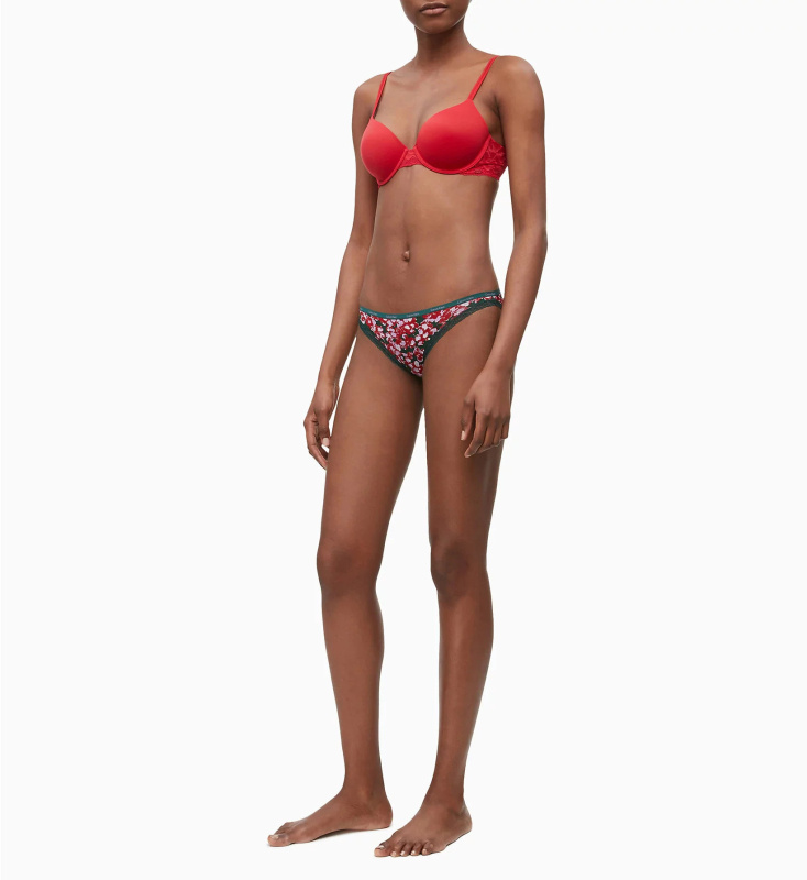 Kalhotky D3447E-YTU zelenočervená - Calvin Klein zeleno-červená XS