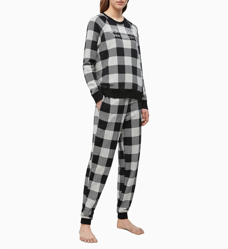 Dámské tepláky QS6302E-2ZJ šedočerná - Calvin Klein šedo - černá M
