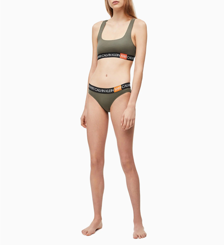 Sportovní podprsenka QF5577E-7GV khaki - Calvin Klein khaki XS
