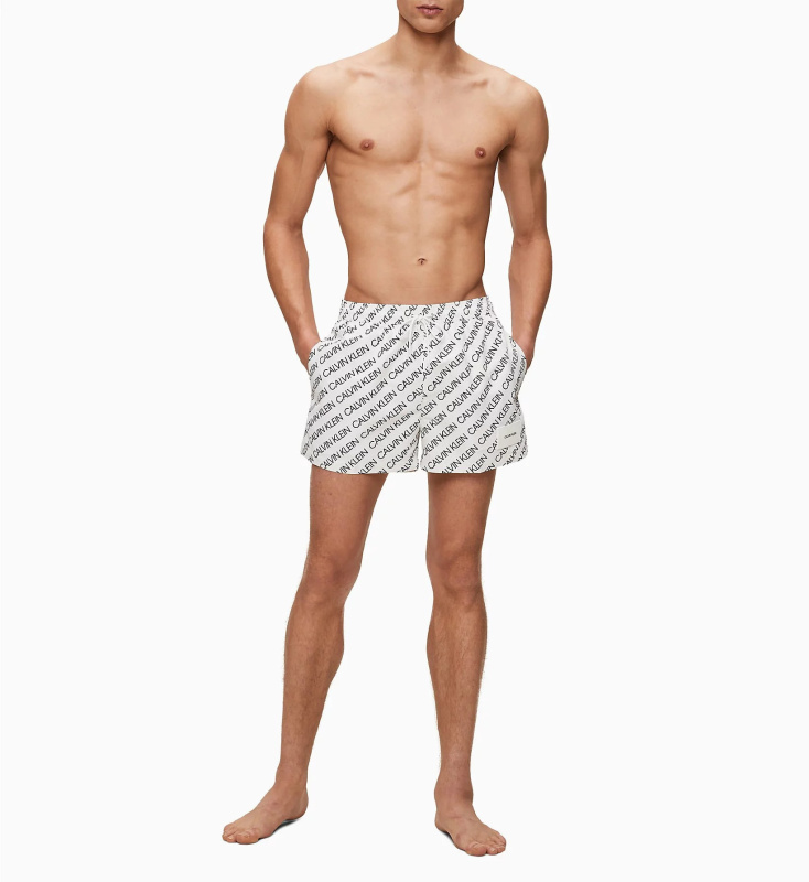 Pánské plavky KM0KM00428-0K4 černobílá - Calvin Klein XL černá-bílá