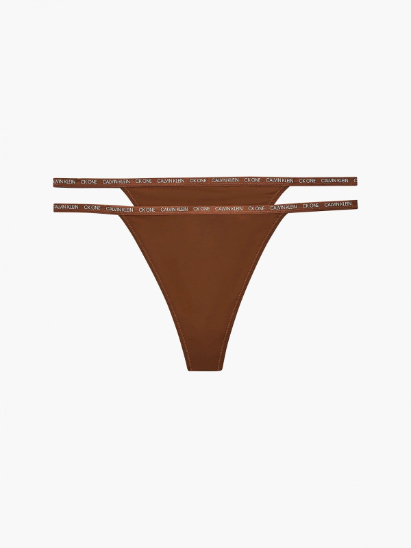 Dámská tanga 2 pack QD3807E CJ8 skořicová - Calvin Klein skořicová M