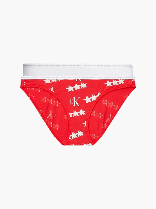 Dámské kalhotky 000QD3789E - W5H - Červená, bílá - Calvin Klein červená S