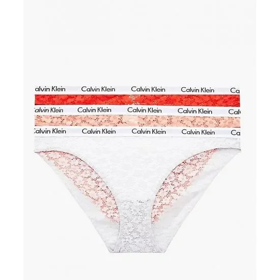 Krajkové kalhotky 3-pack - QD3926E - W5F - Mix barev - Calvin Klein XS směs barev