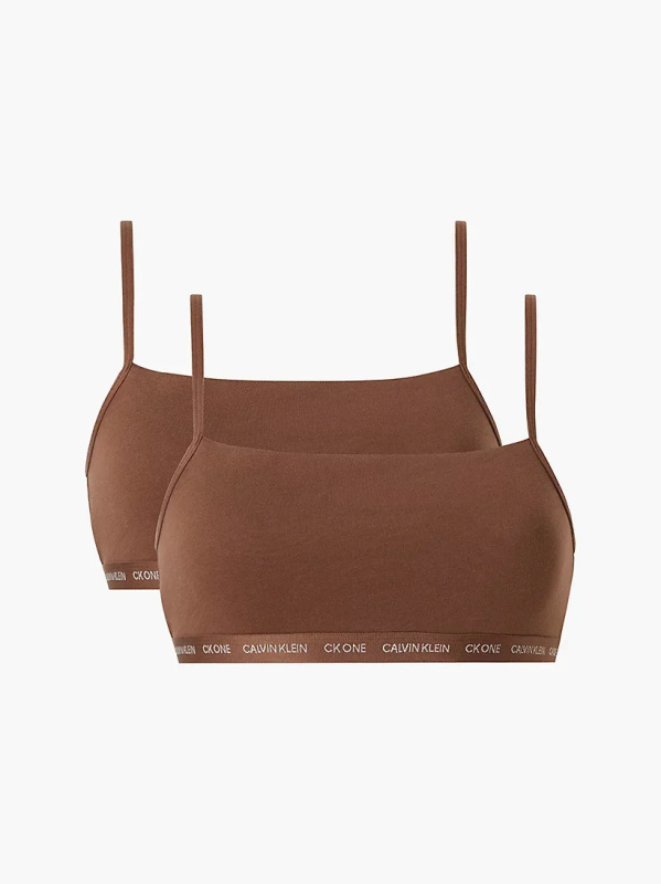 Dámská bralettka 2 pack 000QF6040E - W5K - Hnědá - Calvin Klein hnědá M