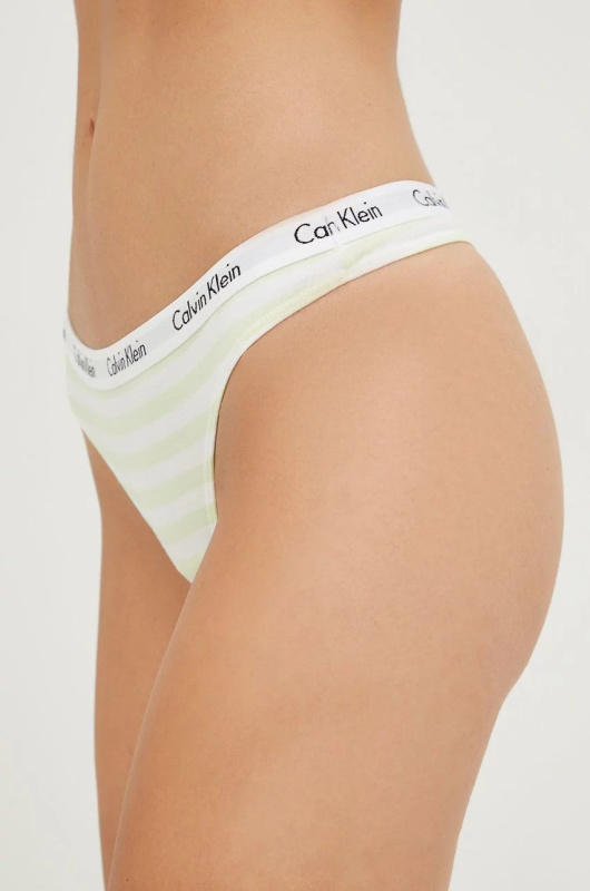 Dámská tanga D1617E 5XE bílá/žlutá - Calvin Klein žlutá-bílá M