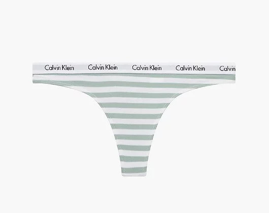 Dámská tanga D1617E 5XD bílá/zelená - Calvin Klein bílo-zelená XS