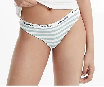 Dámské kalhotky D1618E 5XD bílá/zelená - Calvin Klein bílo-zelená S