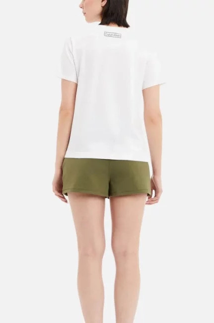 Dámský kraťasový set - QS6804E 0SR bílá/khaki  - Calvin Klein bílá/khaki M