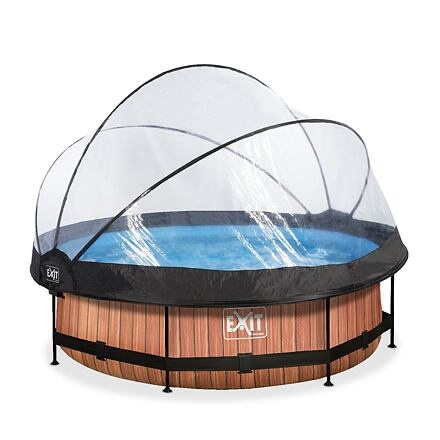 EXIT Frame Pool o300x76cm (12v Cartridge filter) – Timber Style + Dome