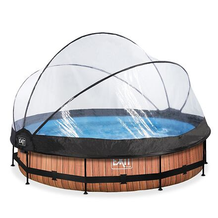 EXIT Frame Pool o360x76cm (12v Cartridge filter) – Timber Style + Dome