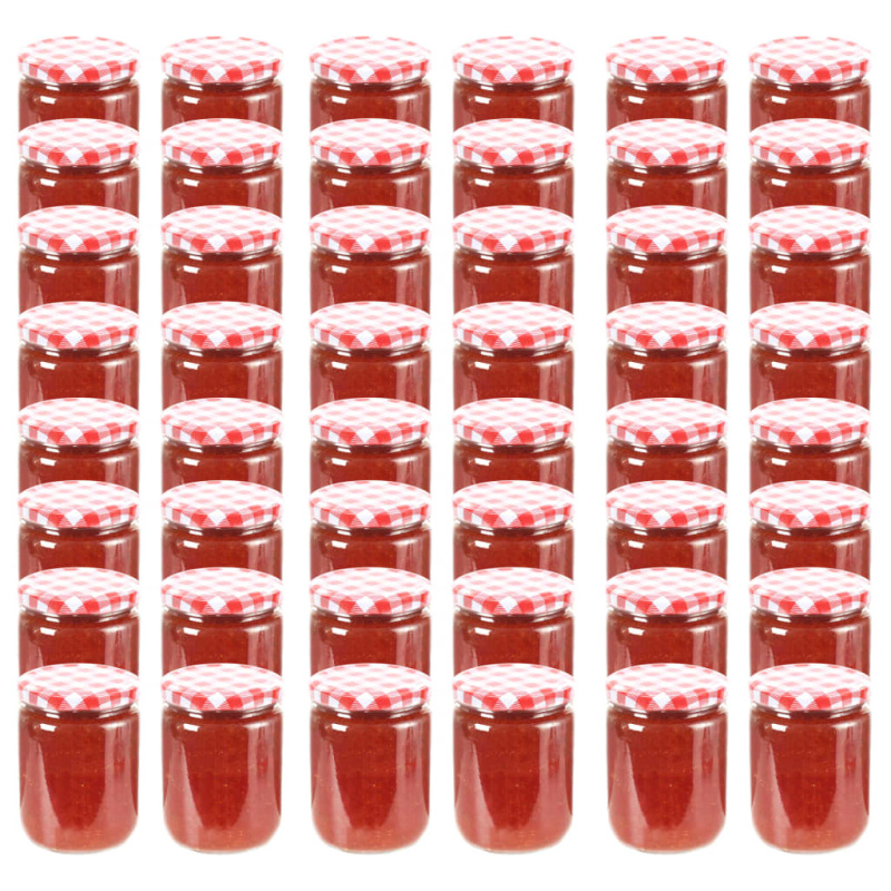 Zavařovací Sklenice S Bíločervenými Víčky 48 Ks 230 Ml - 96