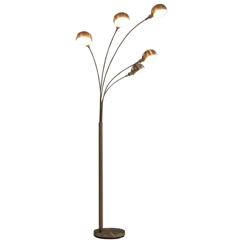 Stojací Lampa 200 Cm 5 X E14 Stříbrná - Černý a zlatý