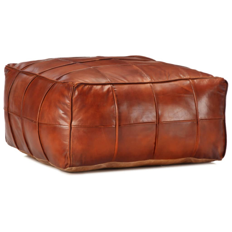 Sedací Puf Bronzový 60 X 60 X 30 Cm Pravá Kozí Kůže - Černá