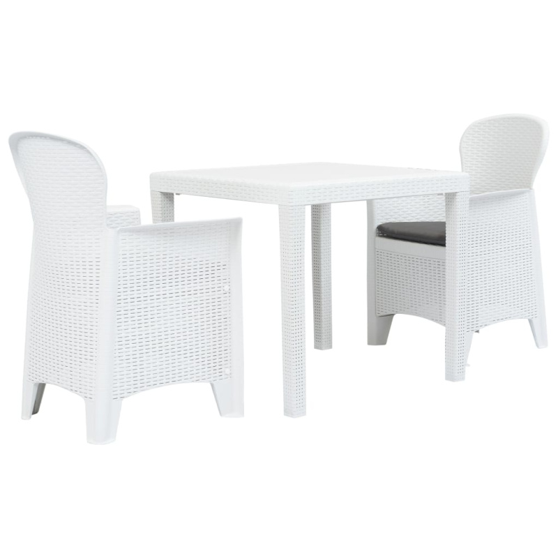 3Dílný Bistro Set Bílý Plastový Ratanový Design - Antracitová / 2