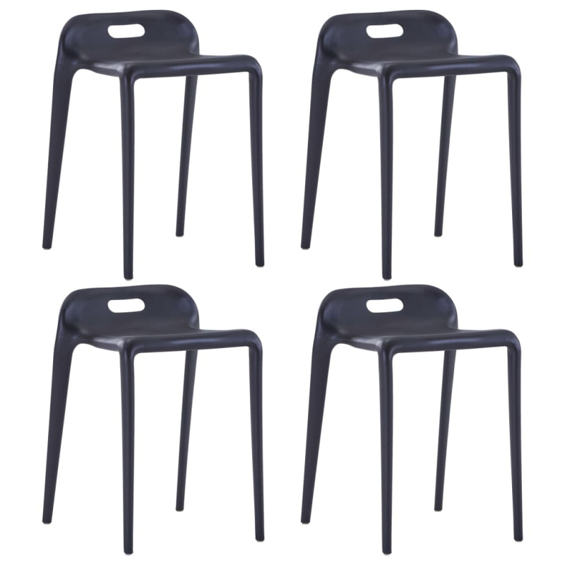 Stohovatelné stoličky 4 ks černé plast
