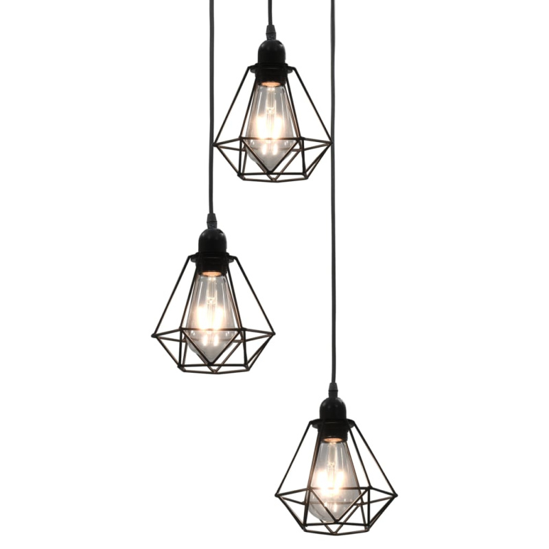 Stropní Lampa S Diamantovým Designem Černá 3 X Žárovka E27