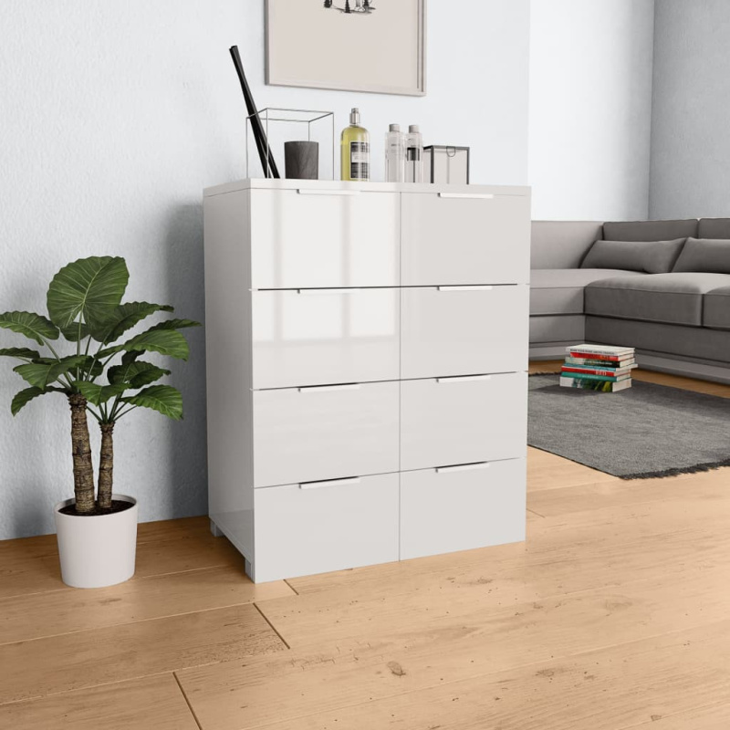Příborník Bílý S Vysokým Leskem 60X35X80 Cm Kompozitní Dřevo - Šedá