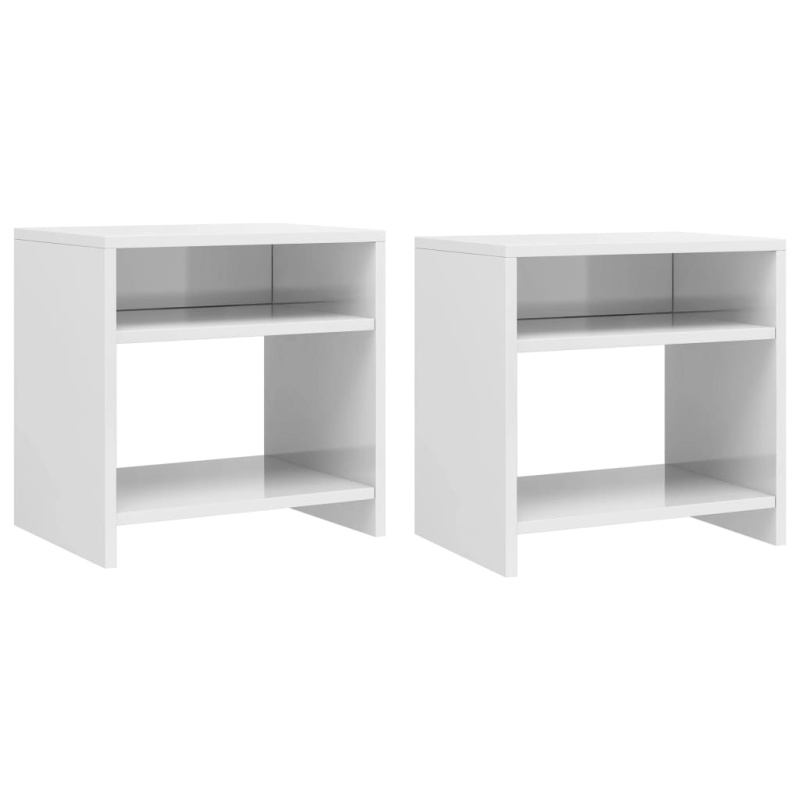 Noční Stolky 2 Ks Bílé Vysoký Lesk 40X30X40 Cm Kompozitní Dřevo - Bílá s vysokým leskem / 2
