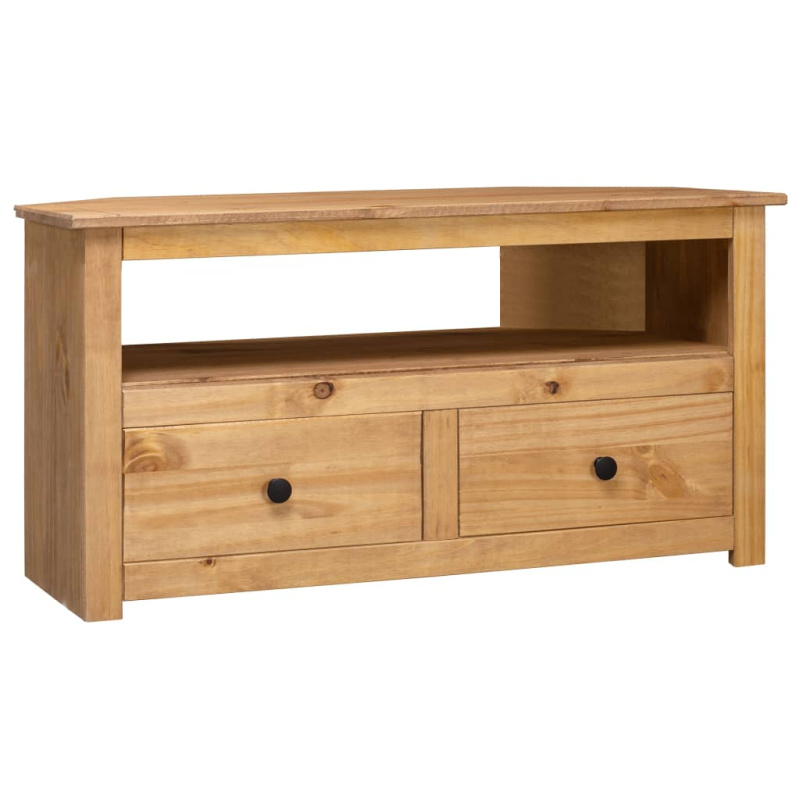Rohová Tv Skříňka 93X49X49 Cm Masivní Borovice Řada Panama - Bílá
