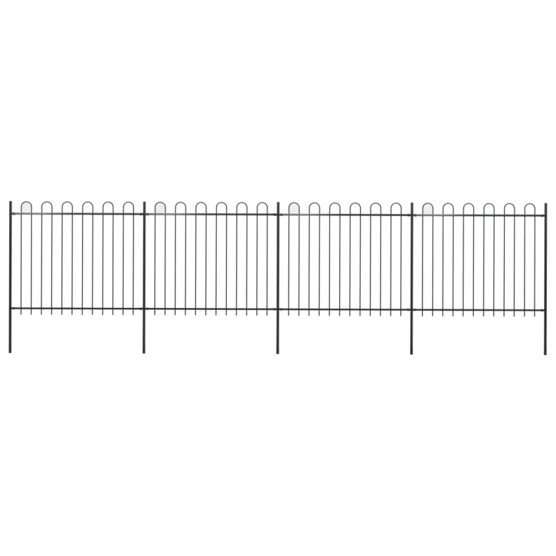 Zahradní Plot S Obloučky Ocelový 6,8 X 1,5 M Černý Černá - 15.3 m / 0.8 m