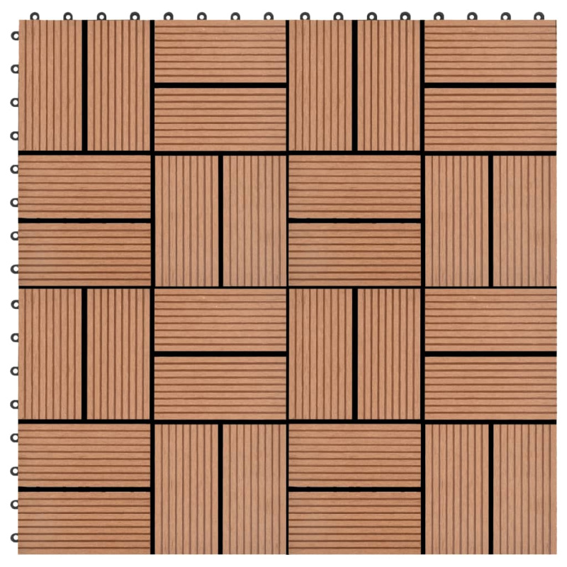 22 Ks Terasové Dlaždice 30 X 30 Cm 2 M² Wpc Hnědé