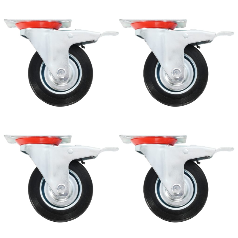 Otočná Kolečka S Dvojitou Brzdou 4 Ks 100 Mm - 8