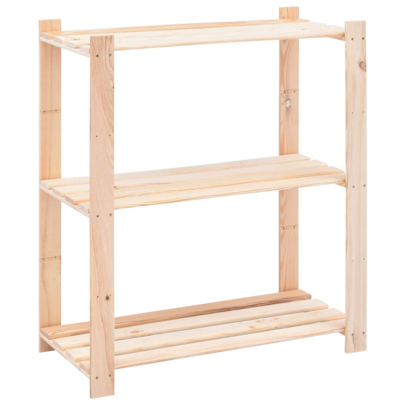 Úložný Regál 3 Police 80 X 38 X 90 Cm Masivní Borovice 150 Kg