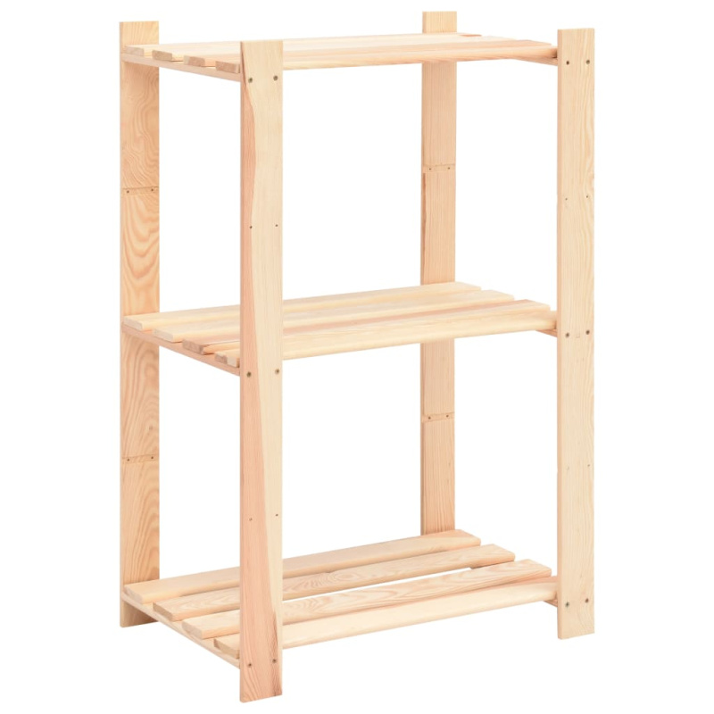 Úložný Regál 3 Police 60 X 38 X 90 Cm Masivní Borovice 150 Kg