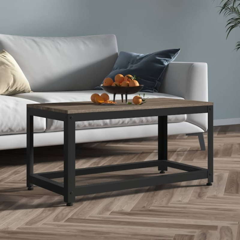Konferenční Stolek Šedý A Černý 90 X 45 X 45 Cm Mdf A Železo - Světle hnědá