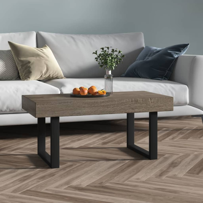 Konferenční Stolek Šedý A Černý 90 X 45 X 40 Cm Mdf A Železo - Světle hnědá