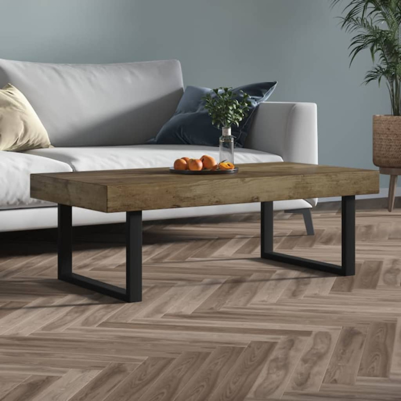 Konferenční Stolek Tmavě Hnědý A Černý 120X60X40 Cm Mdf Železo - Světle hnědá