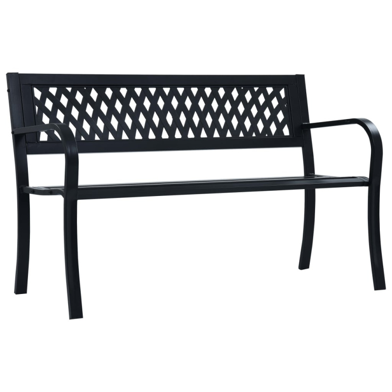 Zahradní Lavice Černá Ocel Černá - Diamant / 125 cm