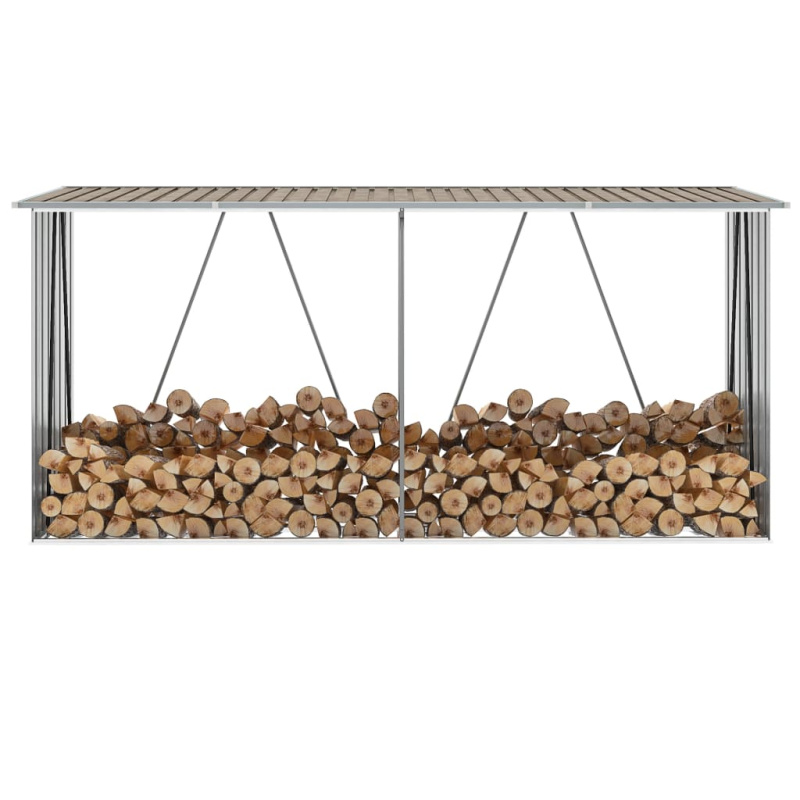 Zahradní Kůlna Na Dříví Pozinkovaná Ocel 330X84X152 Cm - Hnědá