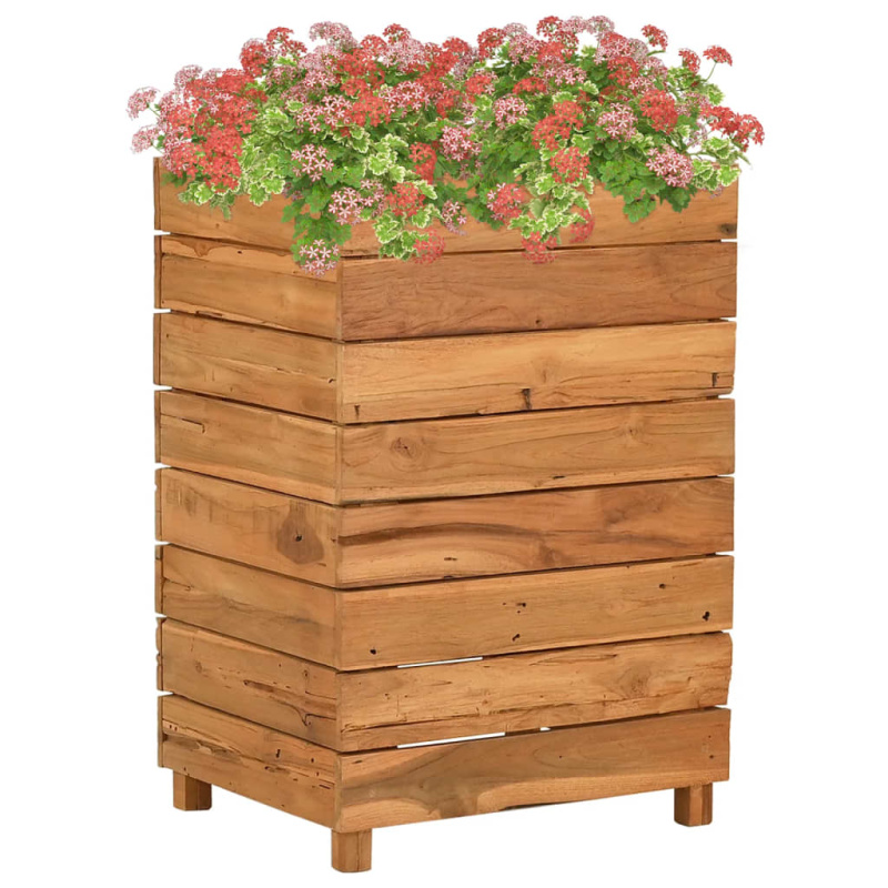 Vyvýšený Záhon Recyklované Teakové Dřevo A Ocel - 150 x 40 x 38 cm