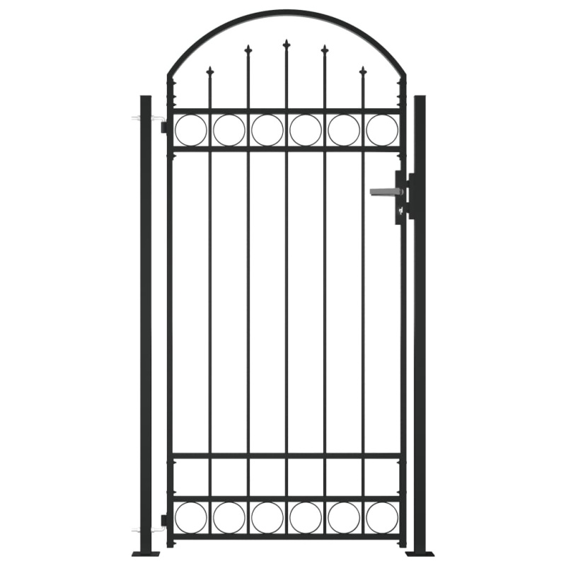 Zahradní Branka S Obloukem A 2 Sloupky 105 X 204 Cm Černá