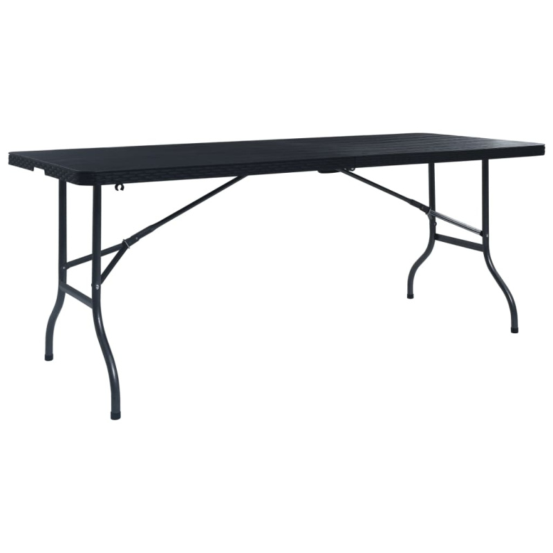 Skládací Zahradní Stůl Černý 180X75X72 Cm Hdpe Imatace Ratan