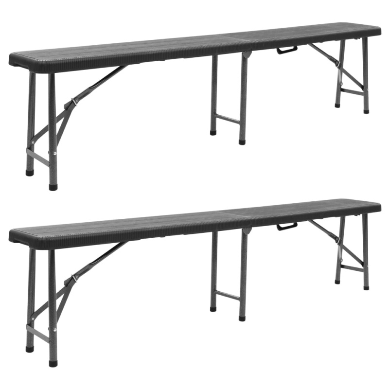 Skládací Zahradní Lavice 2 Ks 180 Cm Hdpe Černé