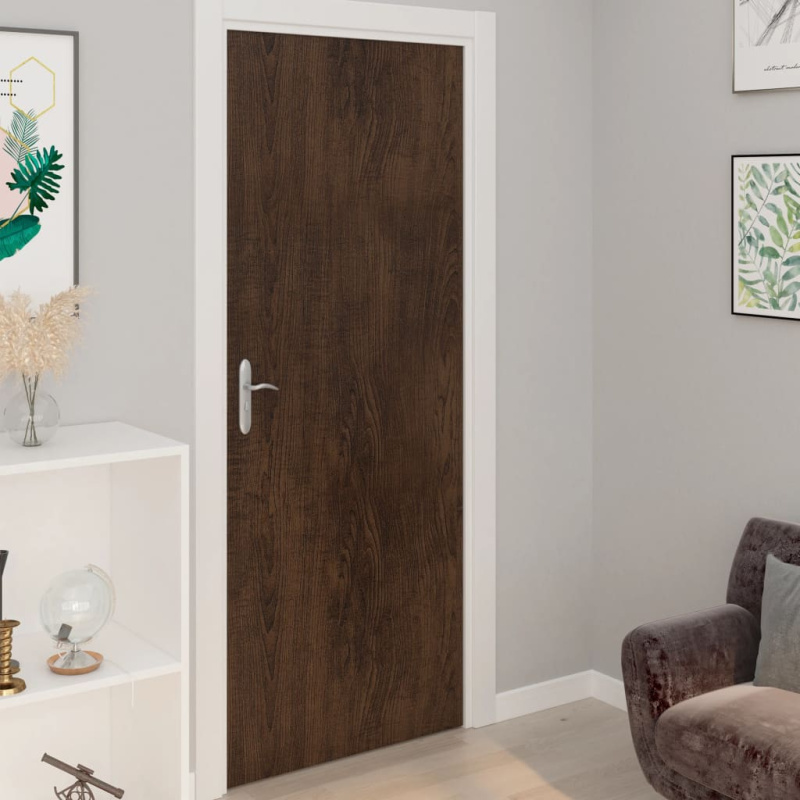 Samolepící Tapety Na Dveře 2 Ks 210 X 90 Cm Pvc - Tmavý dub / 2