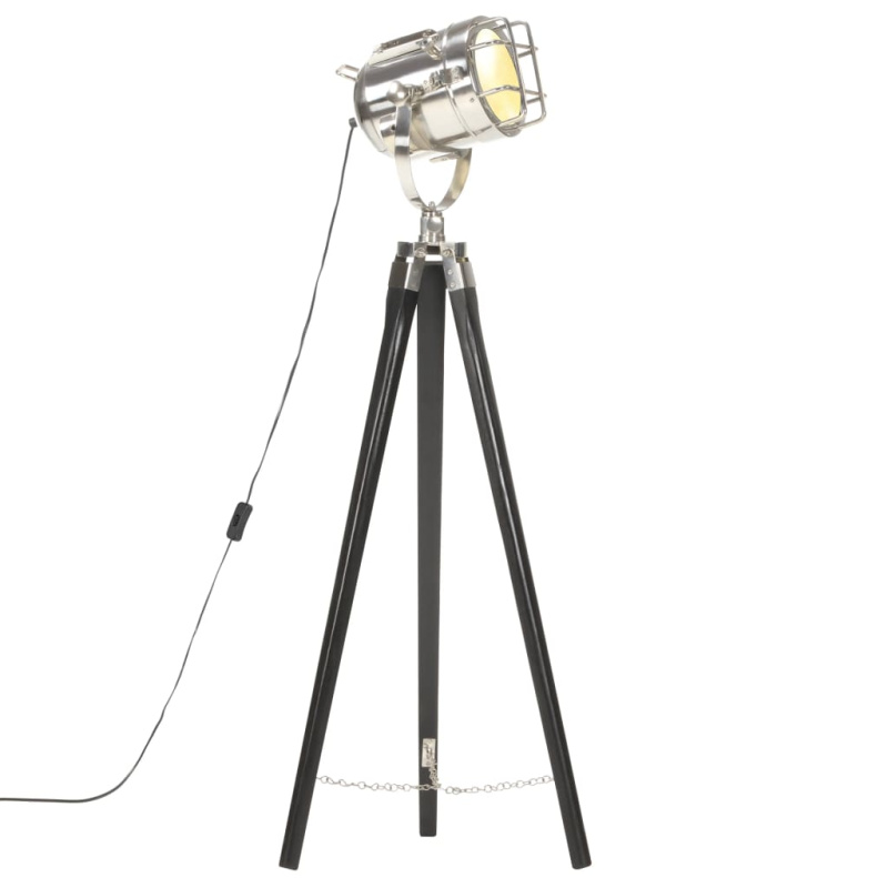 Stojací Lampa Na Stativu Černá Masivní Mangovníkové Dřevo 97 Cm - Hnědá