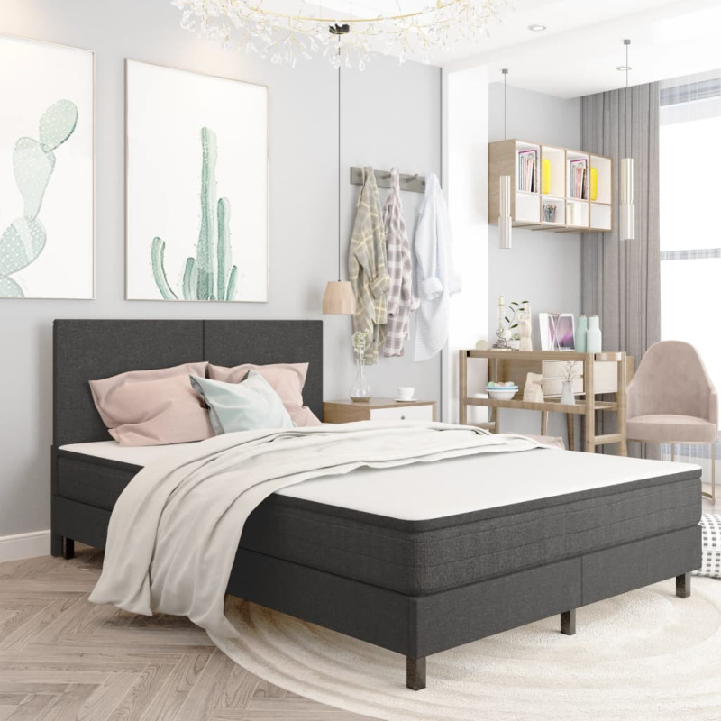 Postel Boxspring Šedá Textil - 160 x 200 cm / 24.5 cm