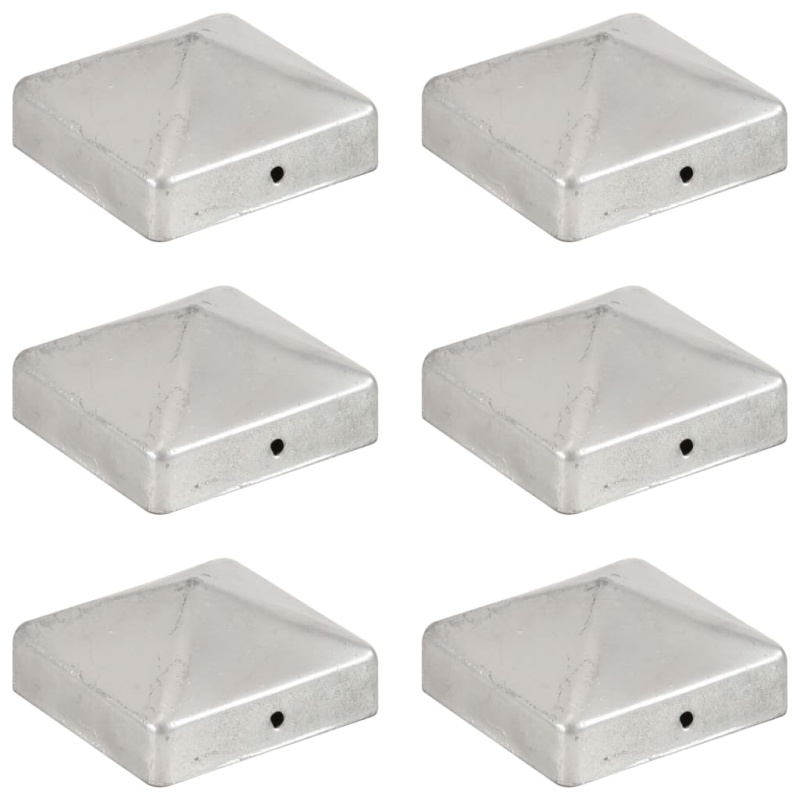 Krytky Na Plotové Sloupky Stříška 6 Ks Pozinaný - kov / 71 x 71 mm