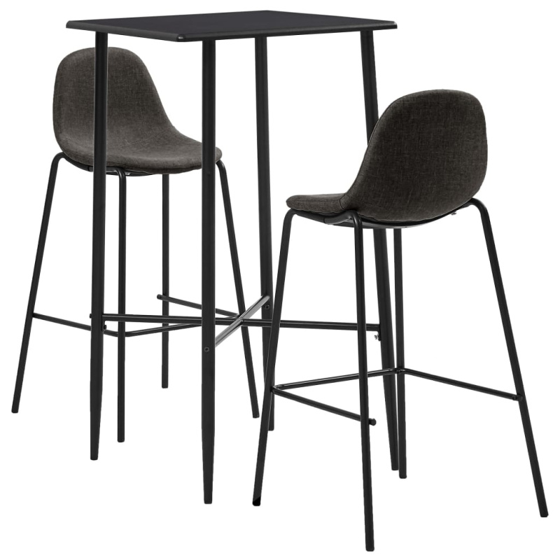 3dílný barový set textil tmavě šedý