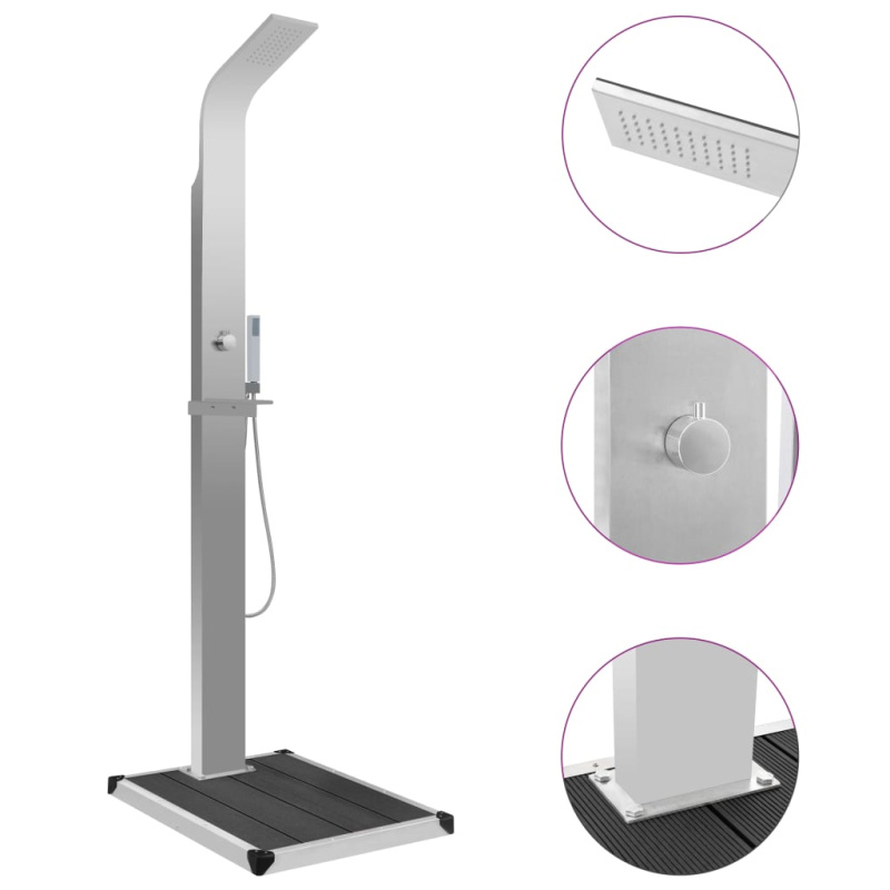 Zahradní Sprcha S Vaničkou Wpc Nerezová Ocel - Hnědá