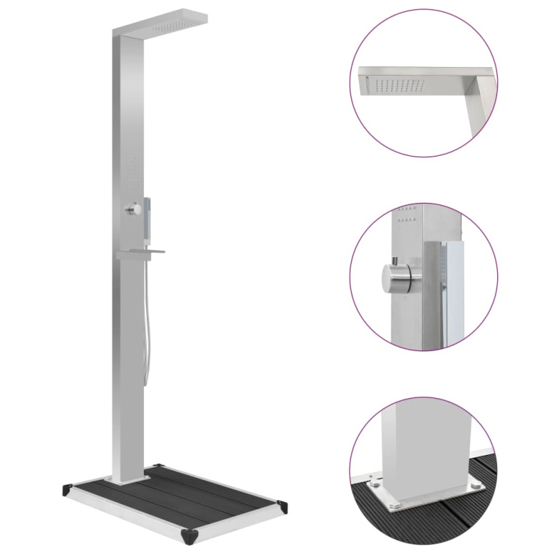 Zahradní Sprcha S Vaničkou Wpc Nerezová Ocel - Šedá