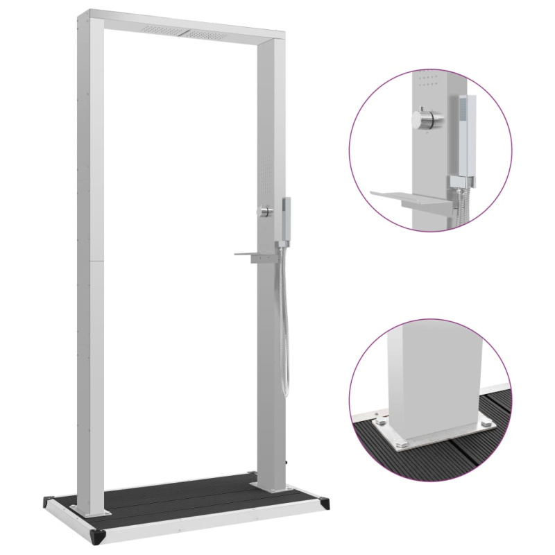 Zahradní Sprcha S Vaničkou Wpc Nerezová Ocel - Hnědá