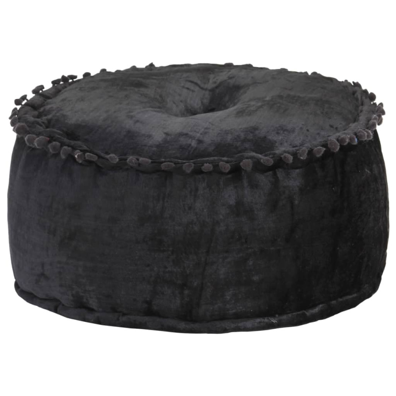 Kulatý Taburet Samet 40 X 20 Cm Antracitový