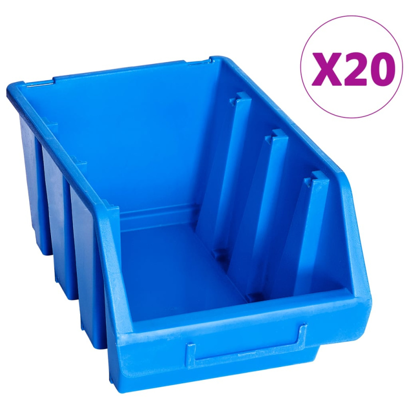 Stohovatelné Úložné Zásobníky 20 Ks Modré Plast - 20 / 170 x 240 x 126 mm