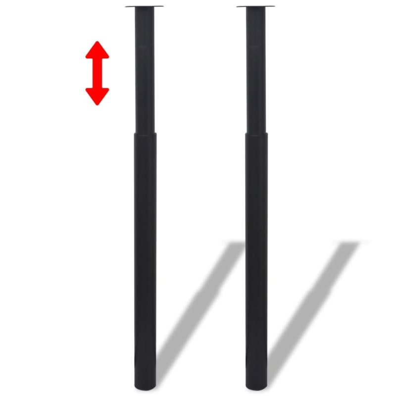 2 Teleskopické Stolové Nohy Černé 710 Mm - 1100 Mm - Chrom / 4