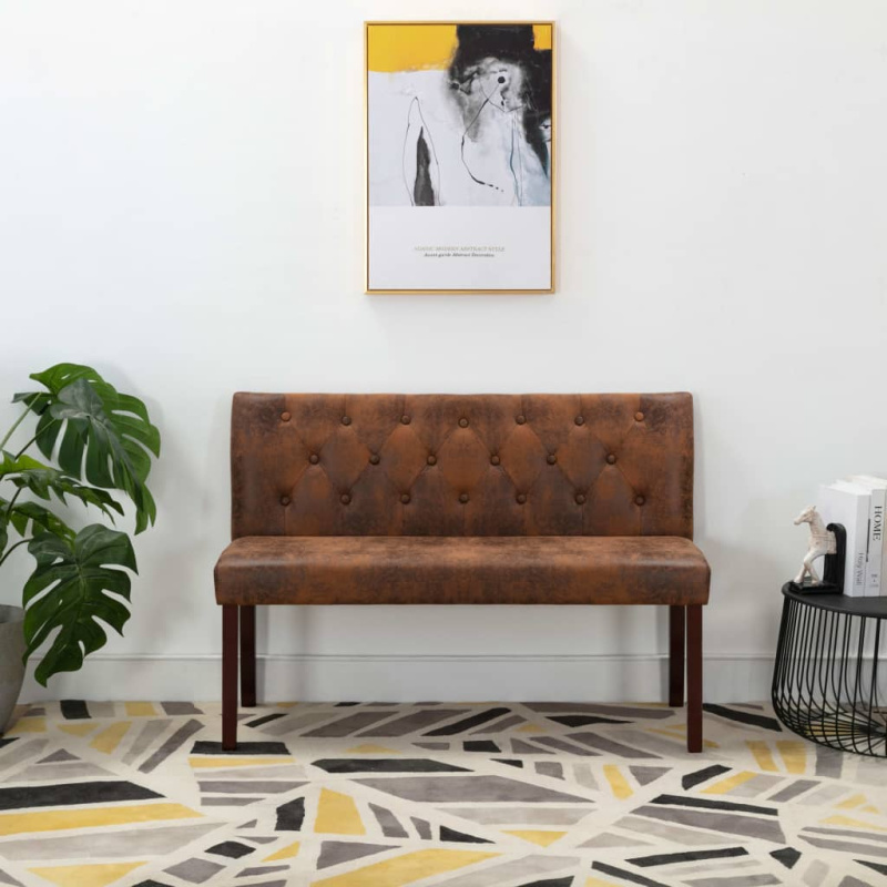 Lavice Umělá Semišová Kůže - Šedá / 120 cm