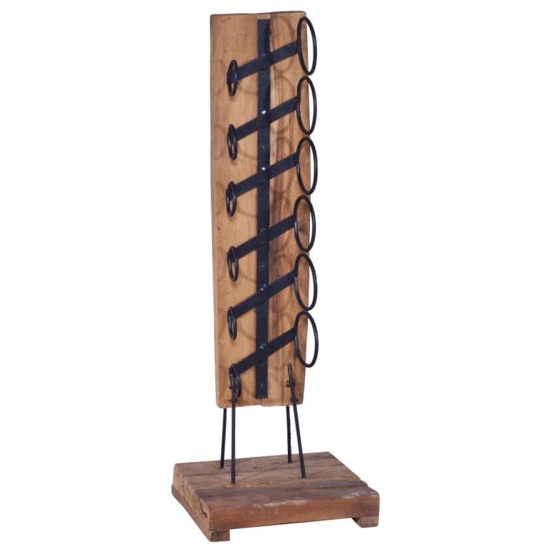 Stojan Na Víno Na 6 Lahví 35 X 35 X 100 Cm Masivní Teakové Dřevo